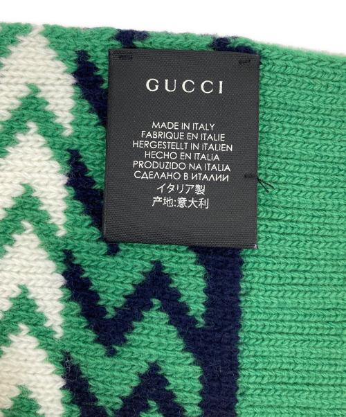 GUCCI（グッチ）GUCCI (グッチ) シェブロン柄マフラー グリーンの古着・服飾アイテム