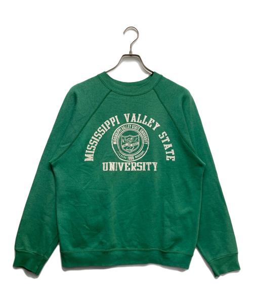 TULTEX（タルテックス）TULTEX (タルテックス) カレッジプリントラグランスウェット グリーン サイズ:Lの古着・服飾アイテム