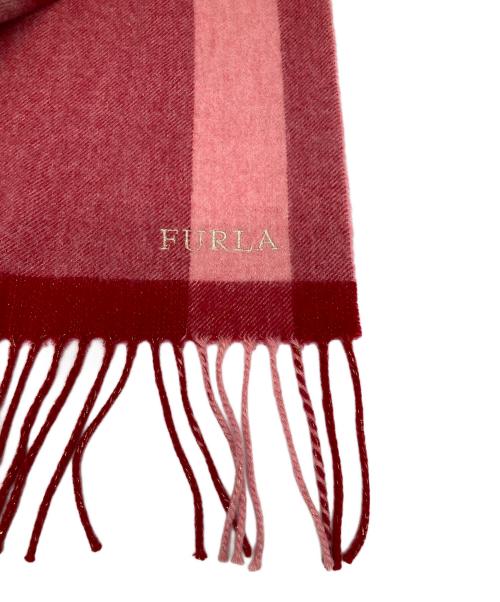 FURLA（フルラ）FURLA (フルラ) チェックマフラー レッドの古着・服飾アイテム