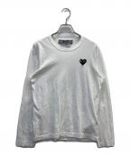 PLAY COMME des GARCONSプレイコムデギャルソン）の古着「ロゴロングスリーブカットソー」｜ホワイト