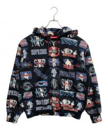 SUPREME（シュプリーム）の古着「FLASH ZIP UP HOODED SWEATSHIRT」｜レッド×ブラック
