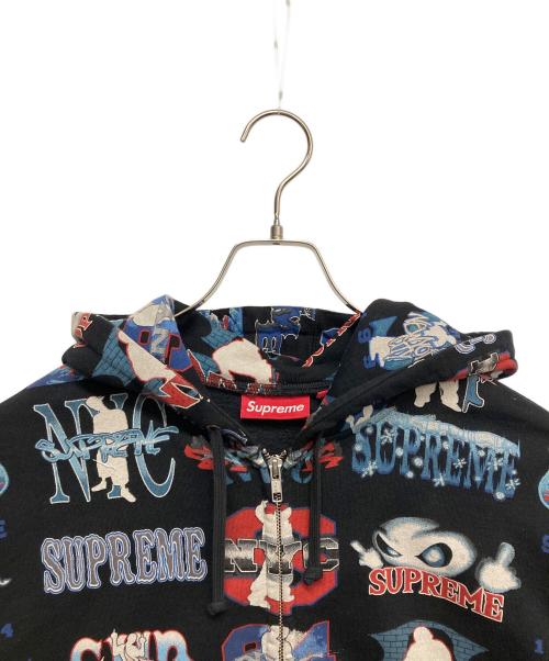SUPREME（シュプリーム）Supreme (シュプリーム) FLASH ZIP UP HOODED SWEATSHIRT レッド×ブラック サイズ:Sの古着・服飾アイテム