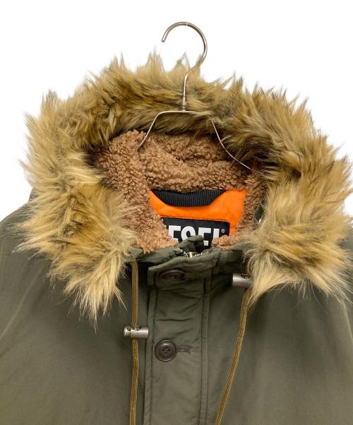 DIESEL（ディーゼル）DIESEL (ディーゼル) ファー付きミリタリージャケット オリーブ サイズ:Mの古着・服飾アイテム