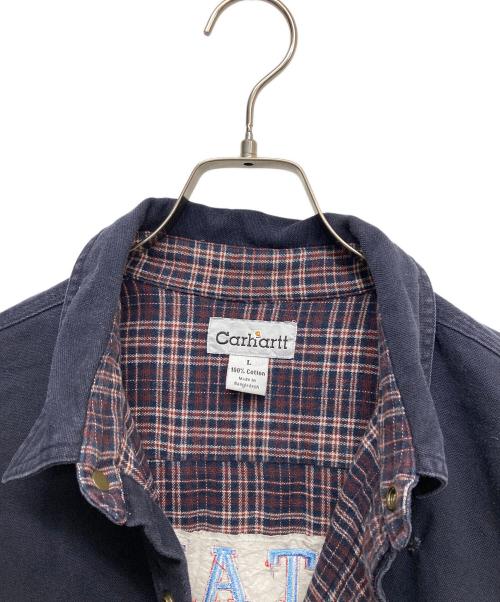 CarHartt（カーハート）CarHartt (カーハート) ワークシャツ　シャツ　長袖シャツ ネイビー サイズ:Ｌの古着・服飾アイテム