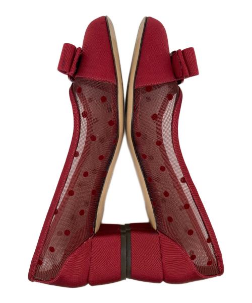 Salvatore Ferragamo（サルヴァトーレ フェラガモ）Salvatore Ferragamo (サルヴァトーレ フェラガモ) ヴァラチュールリボンパンプス レッド サイズ:6の古着・服飾アイテム