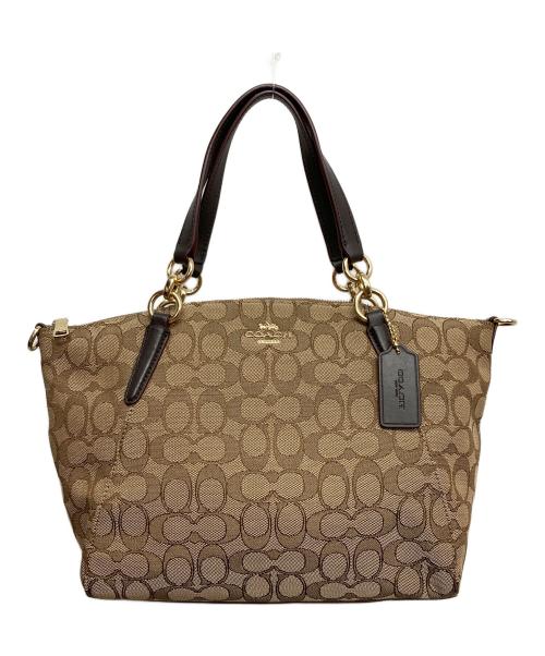 COACH（コーチ）COACH (コーチ) シグネチャー 2WAY ハンドバッグ ベージュの古着・服飾アイテム