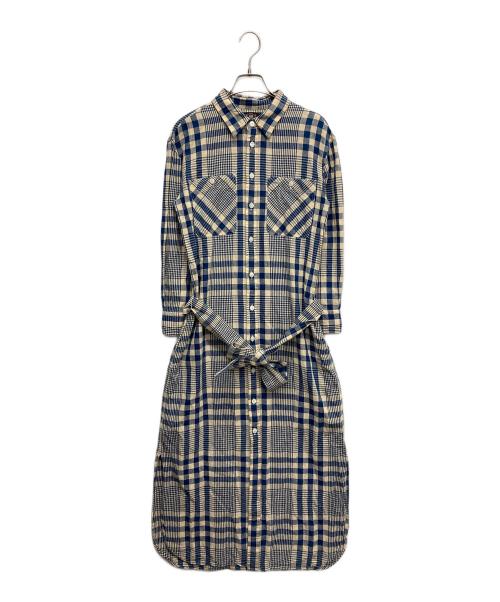 RRL（ダブルアールエル）RRL (ダブルアールエル) Plaid Cotton-Linen Shirtdres アイボリー×ブルー サイズ:2の古着・服飾アイテム