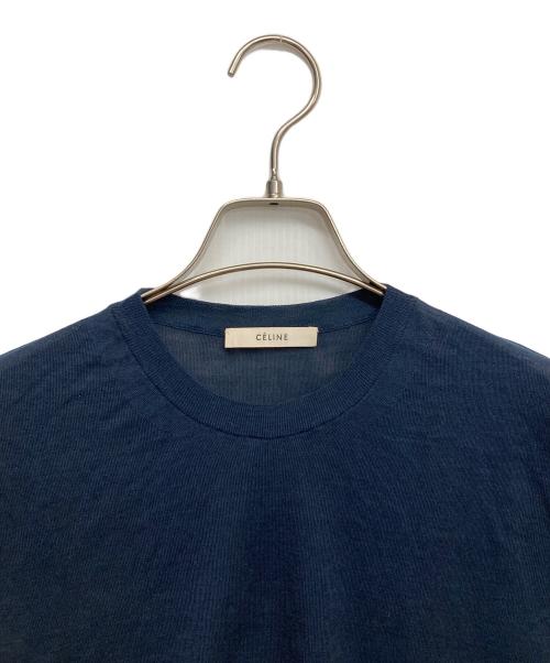 CELINE（セリーヌ）CELINE (セリーヌ) SOIEブレンドバイカラーニット オレンジ×ネイビー サイズ:XSの古着・服飾アイテム