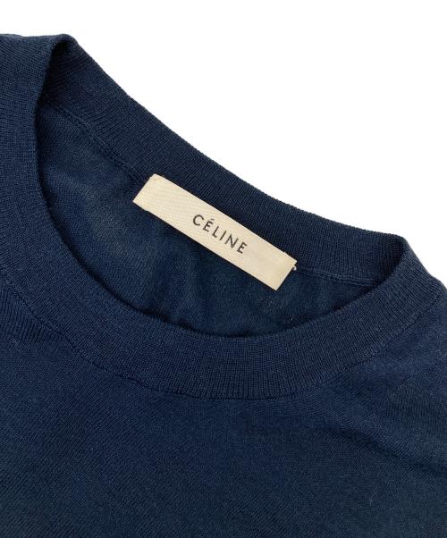CELINE（セリーヌ）CELINE (セリーヌ) SOIEブレンドバイカラーニット オレンジ×ネイビー サイズ:XSの古着・服飾アイテム