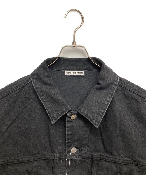 SOFTHYPHEN（ソフトハイフン）SOFTHYPHEN (ソフトハイフン) TUCKED DETAIL DENIM JACKET ブラック サイズ:03の古着・服飾アイテム