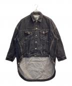 FACETASMファセッタズム）の古着「HIGH-LOW ZIP DENIM JACKET」｜ブラック