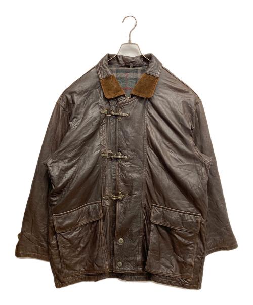 USED（USED）USED (USED) レザーファイヤーマンコート ブラウン サイズ:52の古着・服飾アイテム