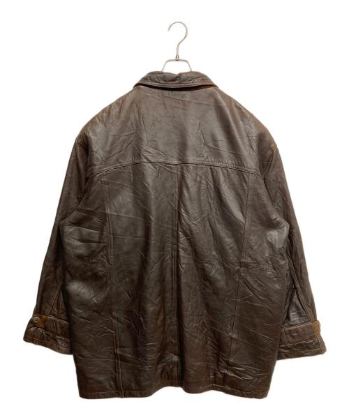 USED（USED）USED (USED) レザーファイヤーマンコート ブラウン サイズ:52の古着・服飾アイテム