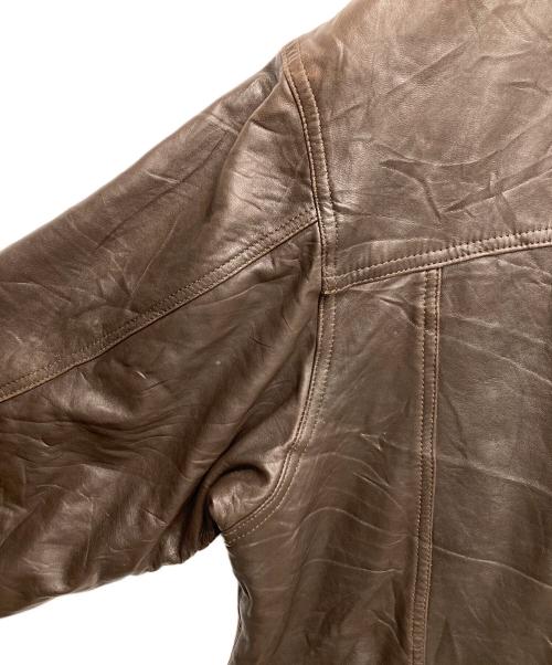 USED（USED）USED (USED) レザーファイヤーマンコート ブラウン サイズ:52の古着・服飾アイテム