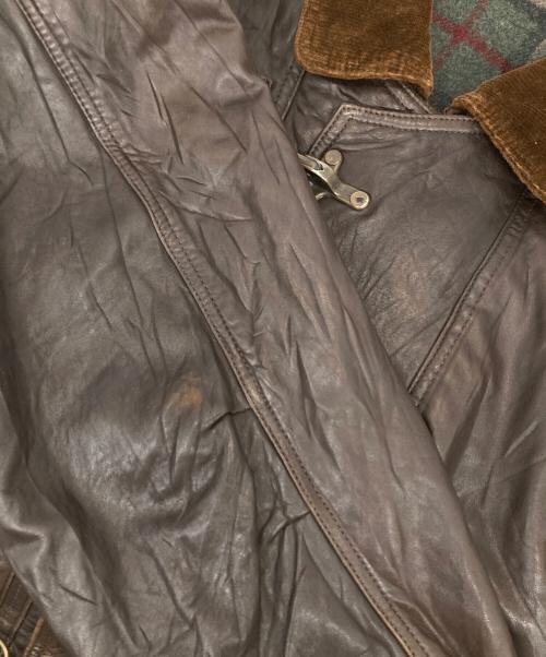 USED（USED）USED (USED) レザーファイヤーマンコート ブラウン サイズ:52の古着・服飾アイテム