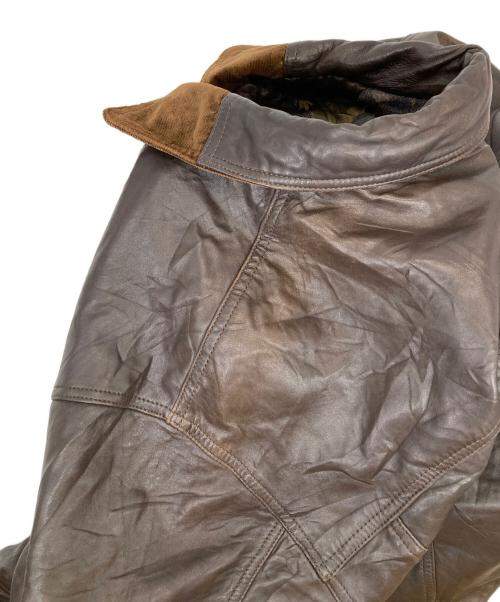 USED（USED）USED (USED) レザーファイヤーマンコート ブラウン サイズ:52の古着・服飾アイテム
