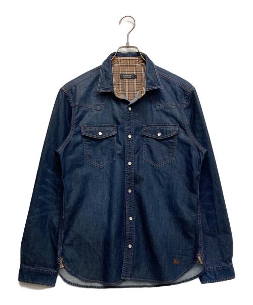 BURBERRY BLUE LABEL（バーバリー ブルー レーベル）BURBERRY BLUE LABEL (バーバリー ブルー レーベル) ノヴァチェックダンガリーシャツ インディゴ サイズ:3の古着・服飾アイテム