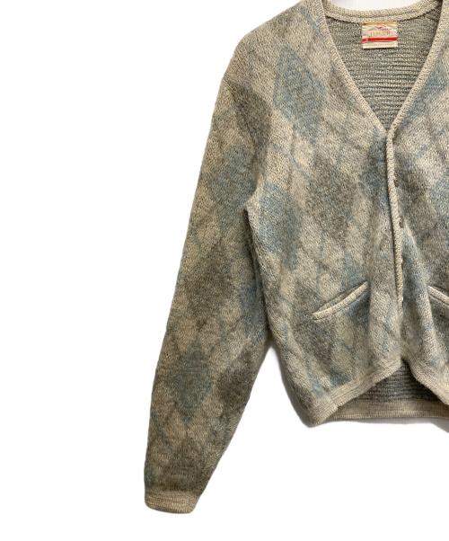 JANTZEN（ジャンセン）JANTZEN (ジャンセン) アーガイルモヘアブレンドカーディガン カーキ サイズ:Sの古着・服飾アイテム