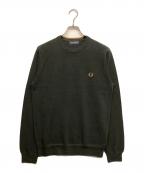 FRED PERRYフレッドペリー）の古着「ピケクルーネックニット」｜オリーブ