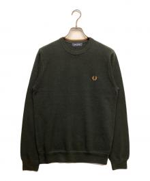 FRED PERRY（フレッドペリー）の古着「ピケクルーネックニット」｜オリーブ
