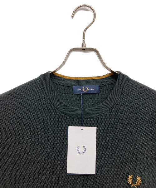 FRED PERRY（フレッドペリー）FRED PERRY (フレッドペリー) ピケクルーネックニット オリーブ サイズ:Mの古着・服飾アイテム