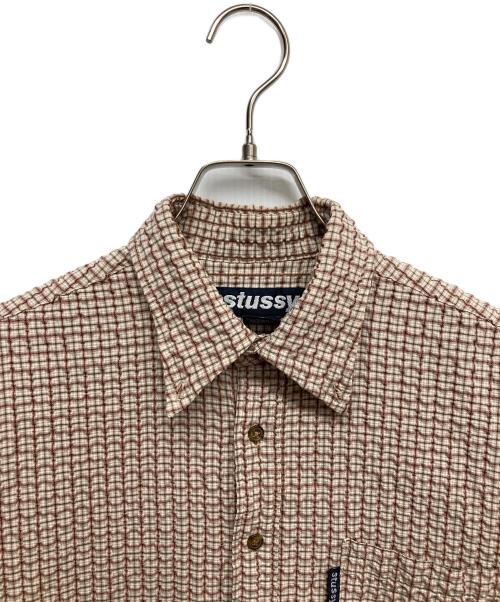 stussy（ステューシー）stussy (ステューシー) シアサッカーチェックシャツ ベージュ サイズ:Lの古着・服飾アイテム