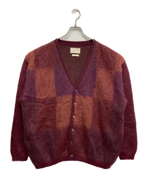 YOKE（ヨーク）YOKE (ヨーク) SQUARE PANNEL MOHAIR CARDIGAN エンジ サイズ:2の古着・服飾アイテム