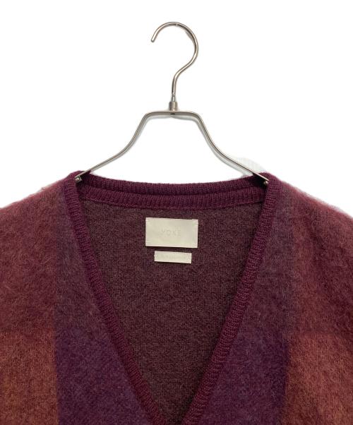 YOKE（ヨーク）YOKE (ヨーク) SQUARE PANNEL MOHAIR CARDIGAN エンジ サイズ:2の古着・服飾アイテム