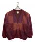 YOKE（ヨーク）の古着「SQUARE PANNEL MOHAIR CARDIGAN」｜エンジ