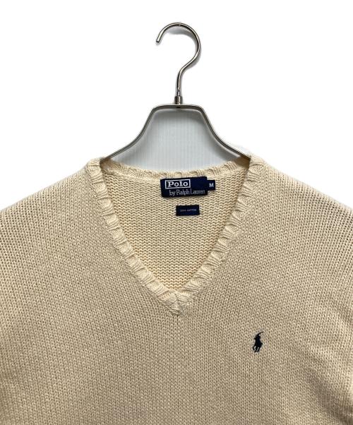 POLO RALPH LAUREN（ポロ・ラルフローレン）POLO RALPH LAUREN (ポロ・ラルフローレン) Vネックニット ホワイト サイズ:Mの古着・服飾アイテム