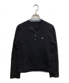 BURBERRY BLACK LABEL（バーバリーブラックレーベル）の古着「ヘンリーネックニット」｜ブラック