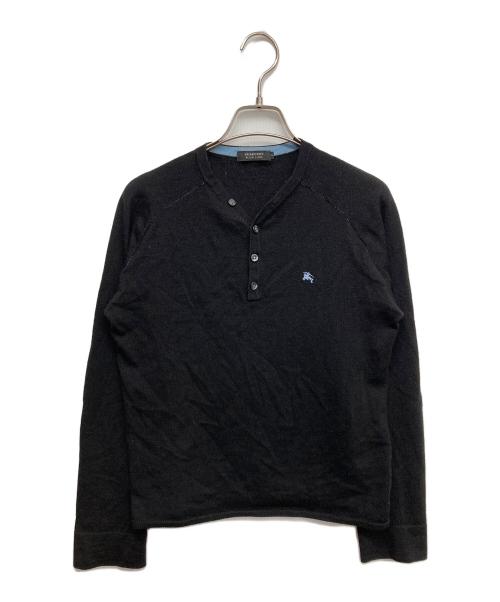 BURBERRY BLACK LABEL（バーバリーブラックレーベル）BURBERRY BLACK LABEL (バーバリーブラックレーベル) ヘンリーネックニット ブラック サイズ:2の古着・服飾アイテム