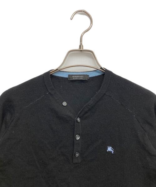 BURBERRY BLACK LABEL（バーバリーブラックレーベル）BURBERRY BLACK LABEL (バーバリーブラックレーベル) ヘンリーネックニット ブラック サイズ:2の古着・服飾アイテム