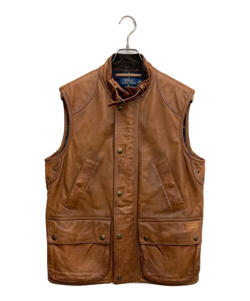 POLO RALPH LAUREN（ポロ・ラルフローレン）POLO RALPH LAUREN (ポロ・ラルフローレン) レザーハンティングベスト ブラウン サイズ:Mの古着・服飾アイテム