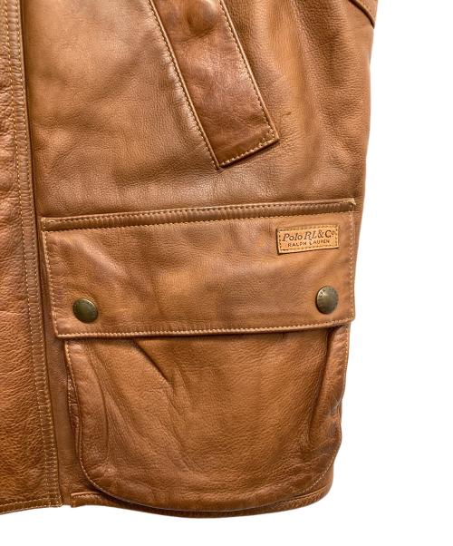 POLO RALPH LAUREN（ポロ・ラルフローレン）POLO RALPH LAUREN (ポロ・ラルフローレン) レザーハンティングベスト ブラウン サイズ:Mの古着・服飾アイテム