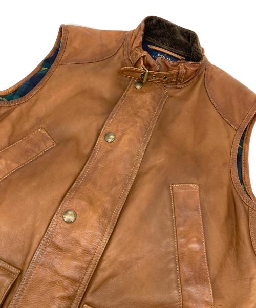 POLO RALPH LAUREN（ポロ・ラルフローレン）POLO RALPH LAUREN (ポロ・ラルフローレン) レザーハンティングベスト ブラウン サイズ:Mの古着・服飾アイテム
