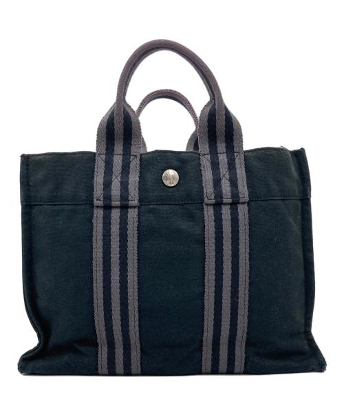HERMES（エルメス）HERMES (エルメス) ミニトートバッグ グレー×ブラックの古着・服飾アイテム