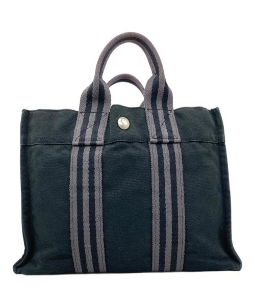 HERMES（エルメス）HERMES (エルメス) ミニトートバッグ グレー×ブラックの古着・服飾アイテム