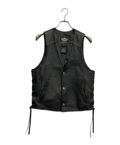 HARLEY-DAVIDSON（ハーレーダビッドソン）HARLEY-DAVIDSON (ハーレーダビッドソン) TRADITION LEATHER VEST ブラック サイズ:Sの古着・服飾アイテム