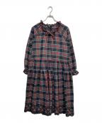 PINK HOUSEピンクハウス）の古着「タータンチェックシャツワンピース」｜ブラック×レッド