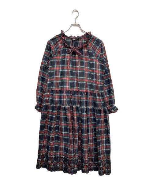 PINK HOUSE（ピンクハウス）PINK HOUSE (ピンクハウス) タータンチェックシャツワンピース ブラック×レッド サイズ:無しの古着・服飾アイテム