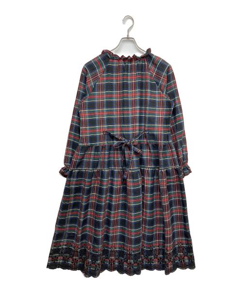 PINK HOUSE（ピンクハウス）PINK HOUSE (ピンクハウス) タータンチェックシャツワンピース ブラック×レッド サイズ:無しの古着・服飾アイテム