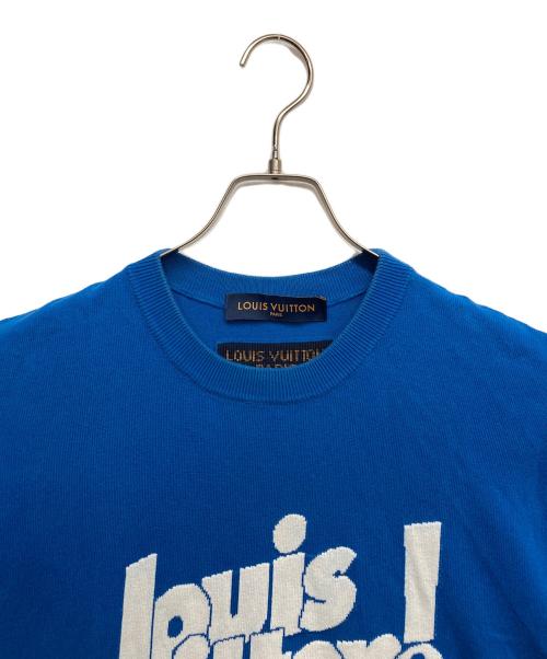 LOUIS VUITTON（ルイ ヴィトン）LOUIS VUITTON (ルイ ヴィトン) Crewneck Short Sleeved Knit Tee ホワイト×ブルー サイズ:Mの古着・服飾アイテム