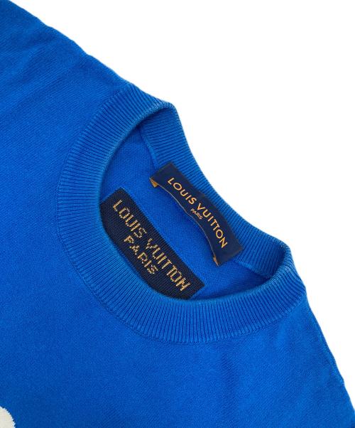 LOUIS VUITTON（ルイ ヴィトン）LOUIS VUITTON (ルイ ヴィトン) Crewneck Short Sleeved Knit Tee ホワイト×ブルー サイズ:Mの古着・服飾アイテム