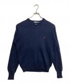 POLO RALPH LAURENポロ・ラルフローレン）の古着「リネンコットンVネックニット」｜ネイビー