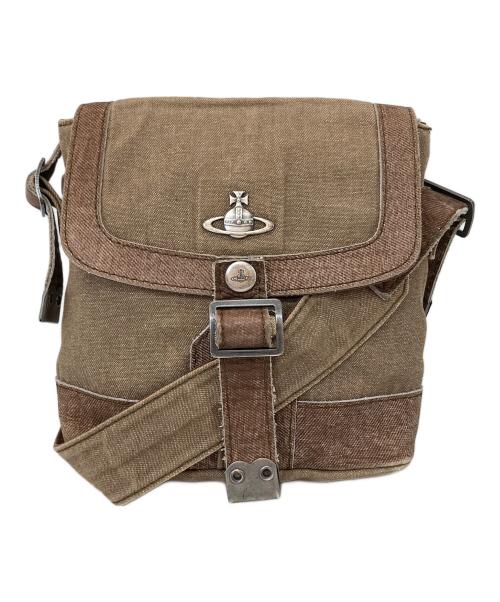 Vivienne Westwood（ヴィヴィアンウエストウッド）Vivienne Westwood (ヴィヴィアンウエストウッド) キャンバスショルダーバッグ ベージュの古着・服飾アイテム