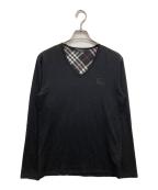 BURBERRY BLACK LABELバーバリーブラックレーベル）の古着「Vネックニット」｜ブラック