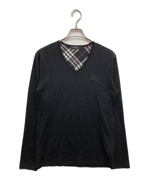 BURBERRY BLACK LABEL（バーバリーブラックレーベル）BURBERRY BLACK LABEL (バーバリーブラックレーベル) Vネックニット ブラック サイズ:2の古着・服飾アイテム