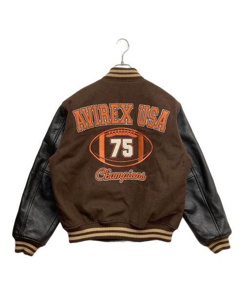 AVIREX（アヴィレックス）AVIREX (アヴィレックス) SKOOKUM (スクーカム) SKOOKUM VARSITY JACKET ブラウン サイズ:Mの古着・服飾アイテム