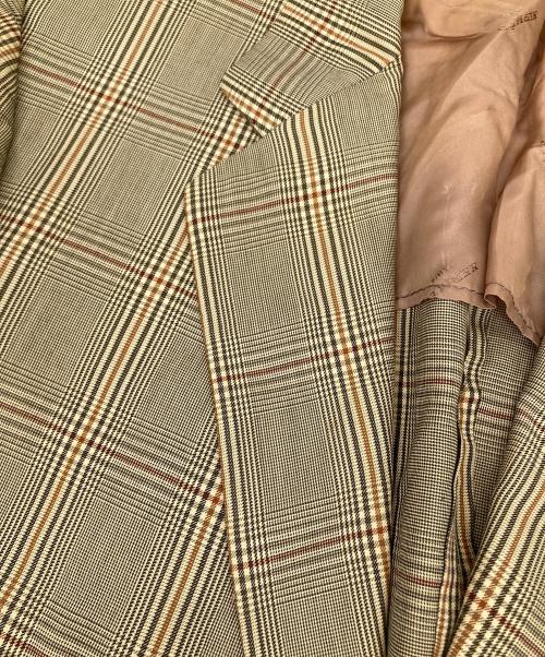 HERMES（エルメス）HERMES (エルメス) チェックテーラードジャケット ベージュ サイズ:50の古着・服飾アイテム